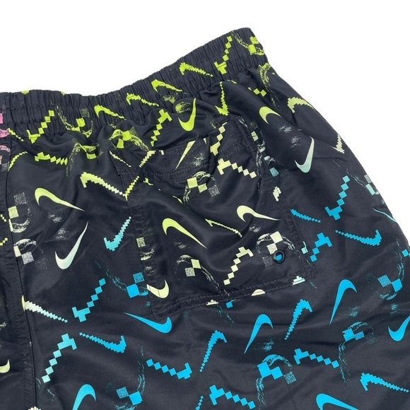 NIKE Mens size XXL All Over Logo Black Swim Trunks Shorts Swimwear lined 2XL NWT - Picture 2 of 8